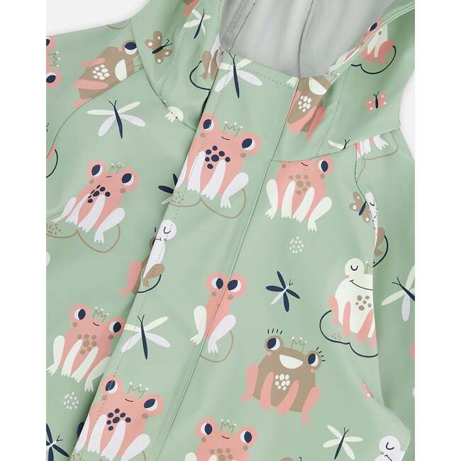 Rain One-Piece In Polyurethane Green Frog Print, Green With Frog Print - Snowsuits - 6
