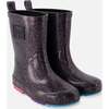 Rain Boots In Natural Rubber Black Glitter, Glittery Black - Boots - 1 - thumbnail