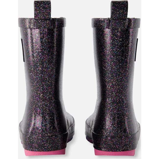 Rain Boots In Natural Rubber Black Glitter, Glittery Black - Boots - 3