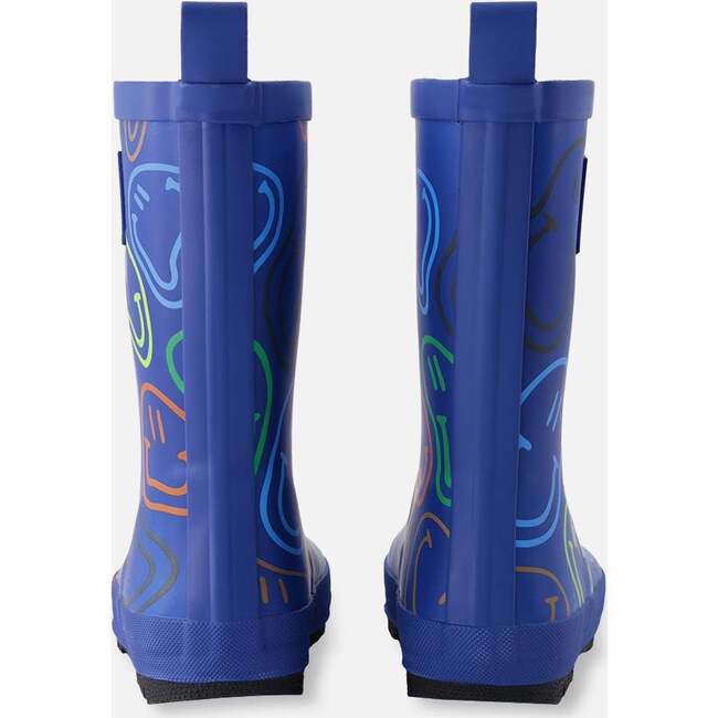 Rain Boots In Natural Rubber Blue Smiley Print, Blue Printed Smiley - Boots - 4