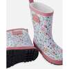 Rain Boots In Natural Rubber, Blue Mini Flower Print - Boots - 3
