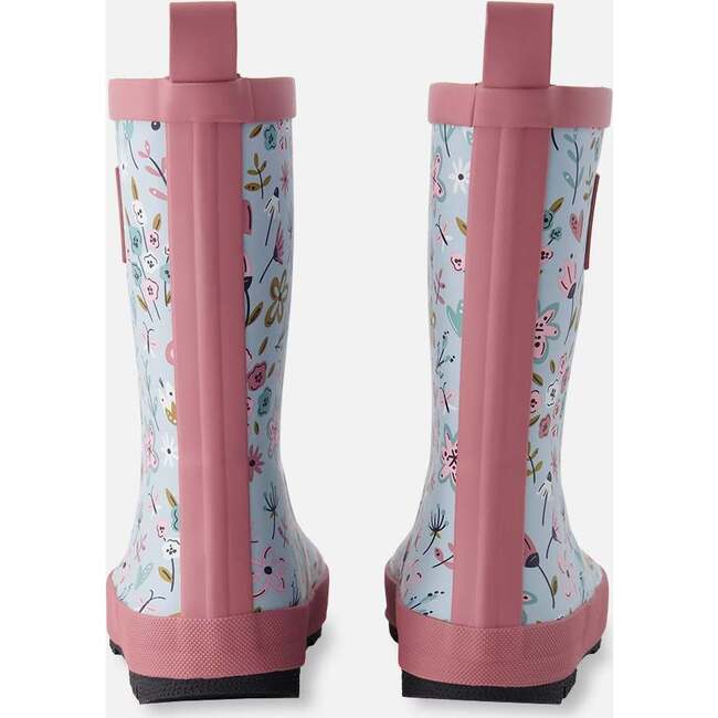 Rain Boots In Natural Rubber, Blue Mini Flower Print - Boots - 4