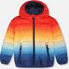 Quilted Mid-Season Jacket, Orange And Blue Gradient - Jackets - 1 - thumbnail