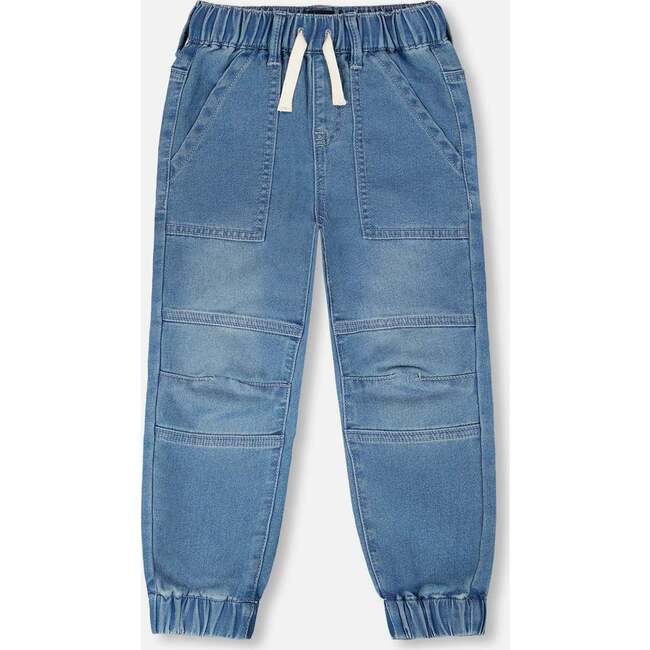Stretch French Terry Denim Jogger, Light Blue Denim
