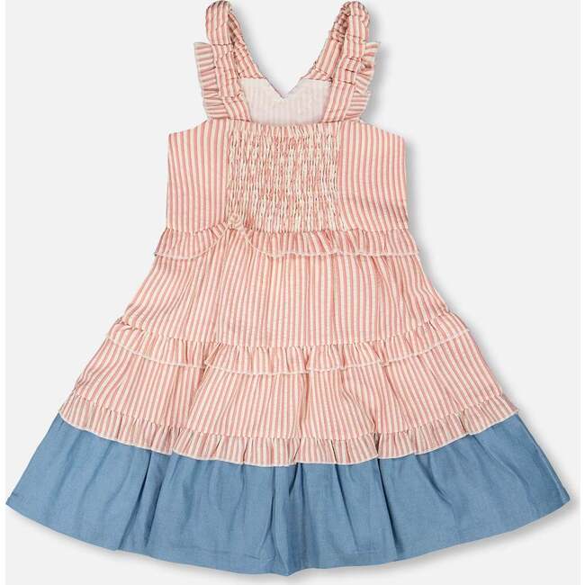 Poplin And Chambray Dress, Off White & Pink Stripes - Dresses - 3