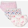 Printed Boyshort Panties (Pack Of 3) In Organic Cotton, Pink Printed Flowers - Underwear - 1 - thumbnail