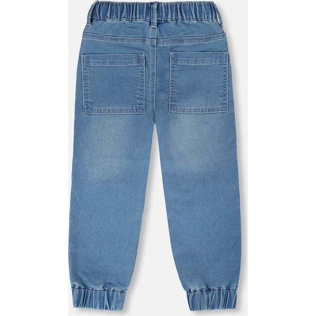 Stretch French Terry Denim Jogger, Light Blue Denim