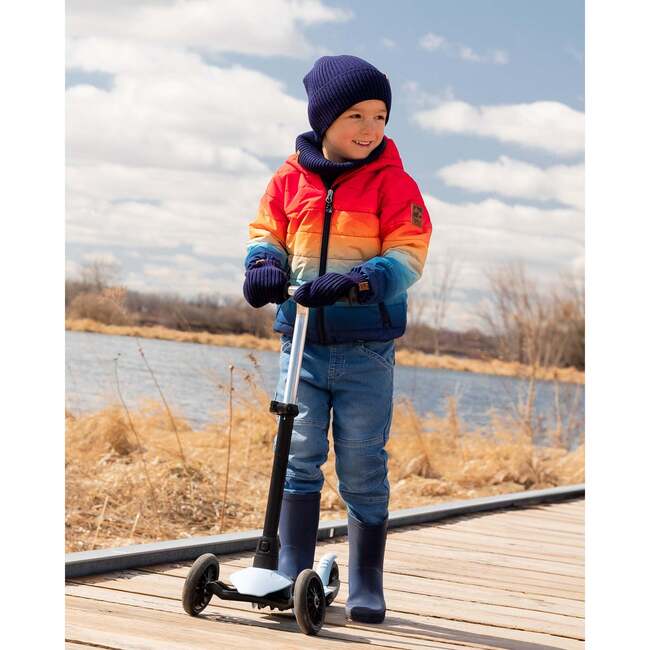 Quilted Mid-Season Jacket, Orange And Blue Gradient