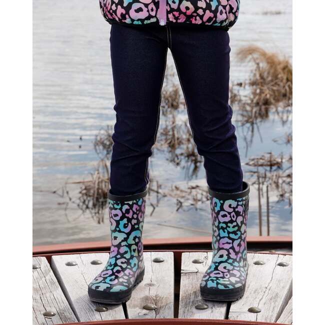 Rain Boots In Natural Rubber, Black Animal Print