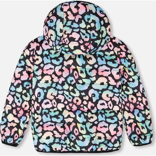 Quilted Mid-Season Jacket, Black Animal Print - Jackets - 3