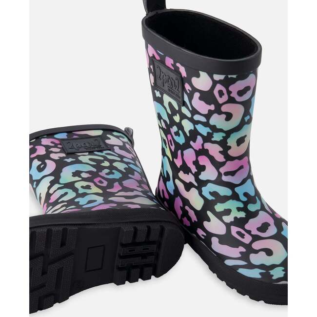 Rain Boots In Natural Rubber, Black Animal Print - Boots - 3