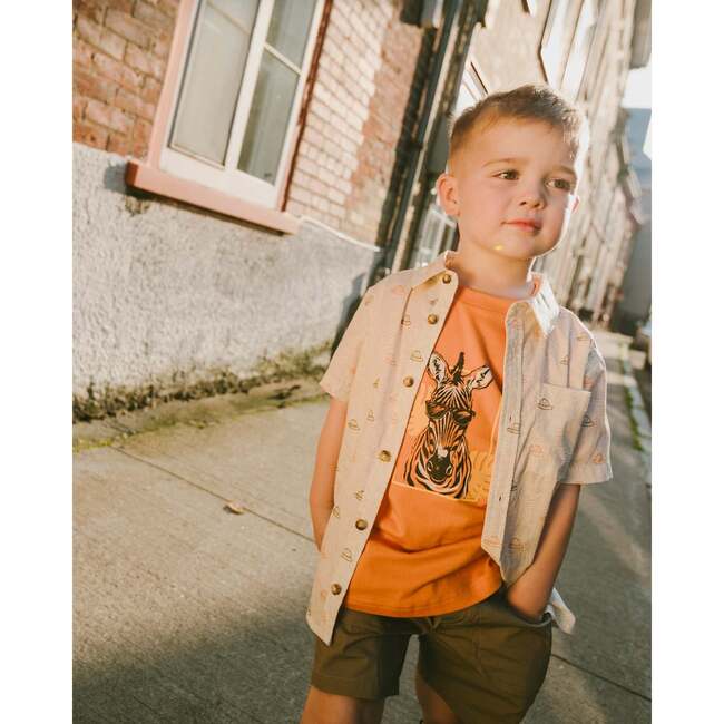 Poplin Shirt, Beige Safari Print