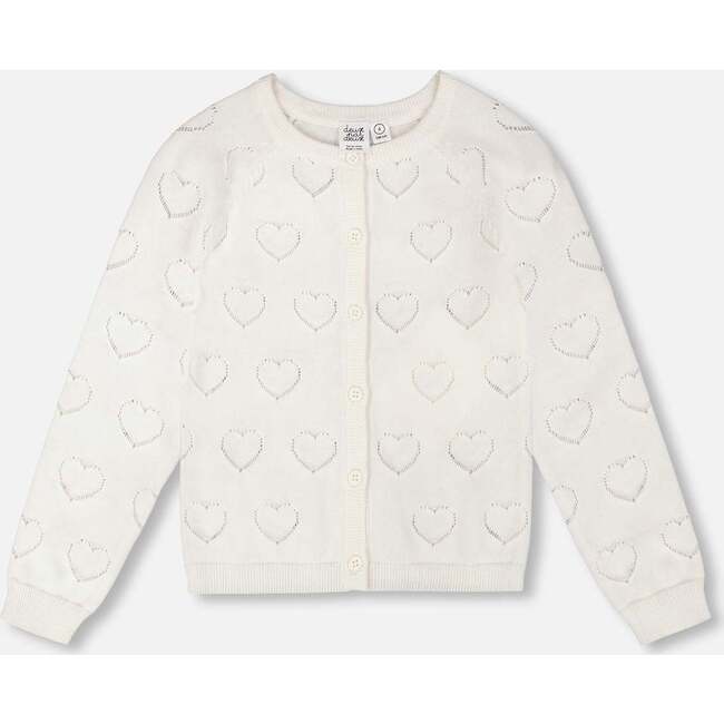 Pointelle Knit Cardigan, Off-White