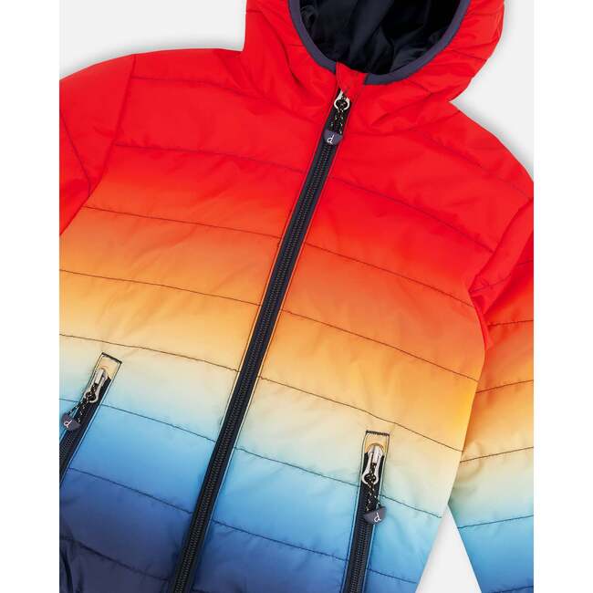 Quilted Mid-Season Jacket, Orange And Blue Gradient - Jackets - 5