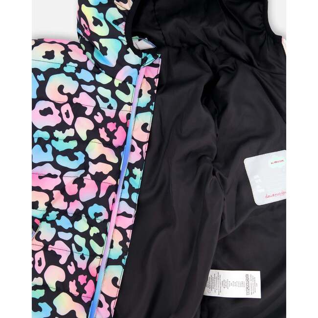 Quilted Mid-Season Jacket, Black Animal Print - Jackets - 5