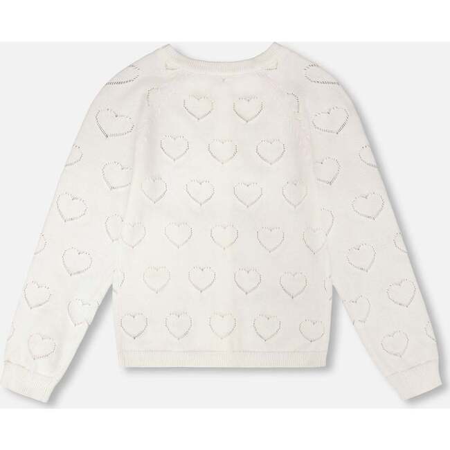 Pointelle Knit Cardigan, Off-White