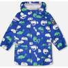 Rain Jacket In Polyurethane, Blue Chameleon Print - Raincoats - 1 - thumbnail