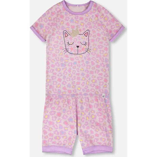Organic Cotton Two-Piece Pajamas Set, Purple Animal Print