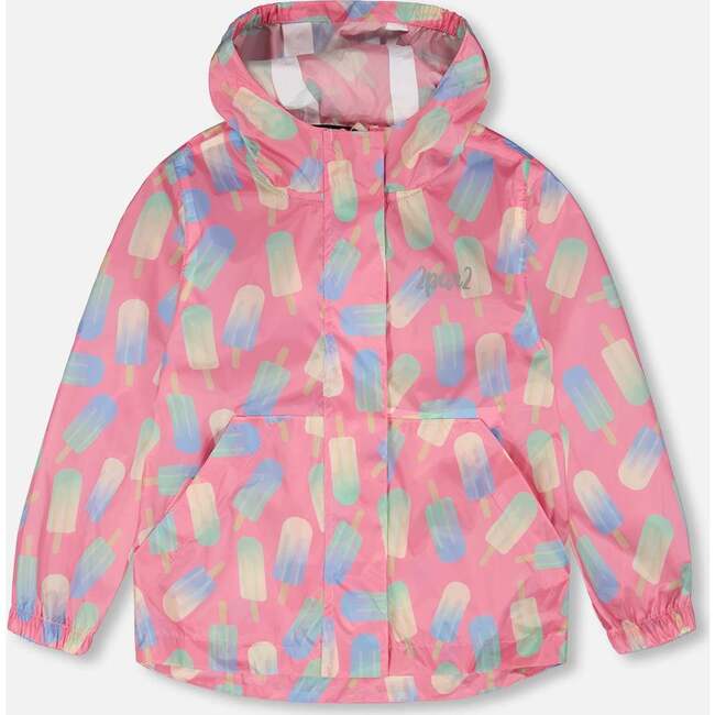 Packable Windbreaker In Polyester, Pink Printed Lollipops