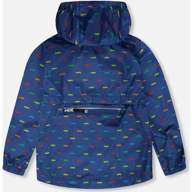 Rain Jacket In Polyurethane, Blue Printed Cars - Raincoats - 3