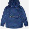 Rain Jacket In Polyurethane, Blue Printed Cars - Raincoats - 3