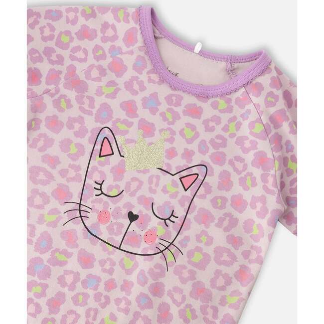 Organic Cotton Two-Piece Pajamas Set, Purple Animal Print - Pajamas - 4