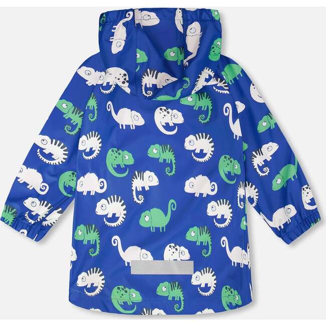 Rain Jacket In Polyurethane, Blue Chameleon Print - Raincoats - 4