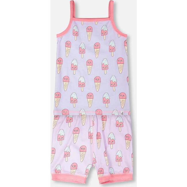 Organic Cotton Two-Piece Pajamas Set, Lilac Printed Ice Creams