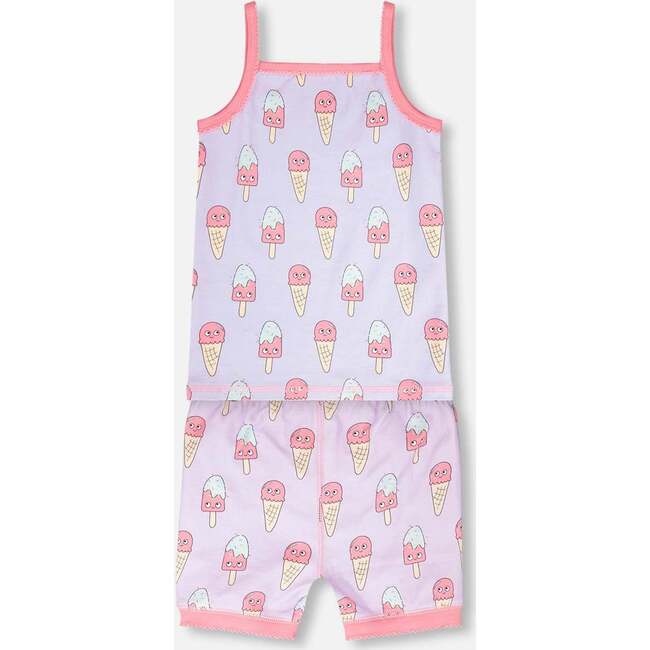 Organic Cotton Two-Piece Pajamas Set, Lilac Printed Ice Creams - Pajamas - 3
