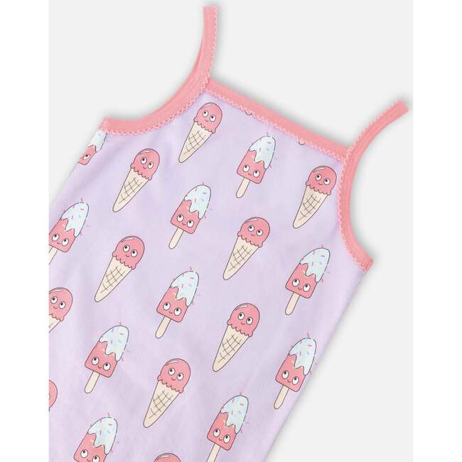 Organic Cotton Two-Piece Pajamas Set, Lilac Printed Ice Creams - Pajamas - 4