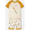 Organic Cotton Two-Piece Pajamas Set, Grey Mix Baseball Print - Pajamas - 1 - thumbnail
