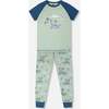 Organic Cotton Two-Piece Pajamas Set, Green Printed Crocodiles - Pajamas - 1 - thumbnail