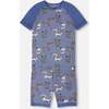 Organic Cotton Two-Piece Pajamas Set, Blue Printed Dogs - Pajamas - 1 - thumbnail