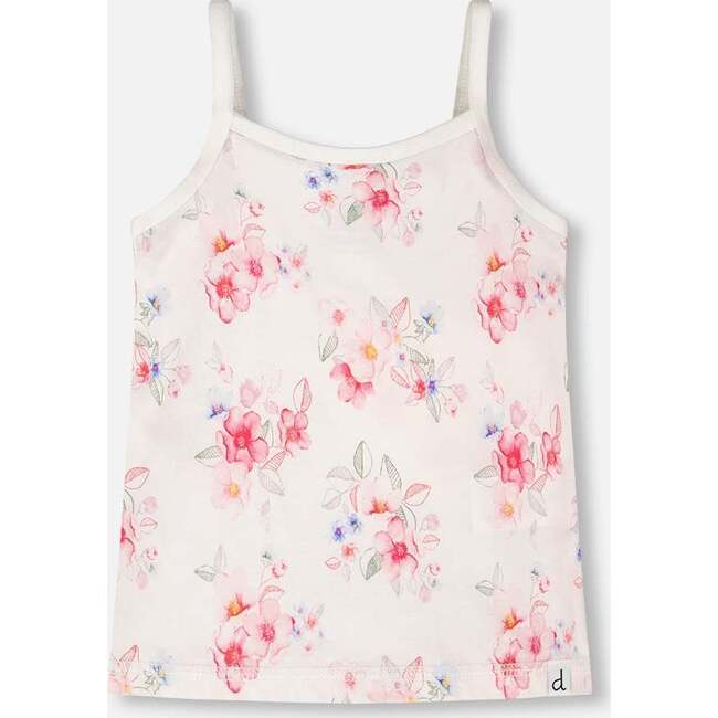 Organic Cotton Tank Underwear, Pink Printed Flowers