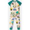 Organic Cotton Two-Piece Pajamas Set, Beige Printed Trucks - Pajamas - 1 - thumbnail