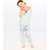 Organic Cotton Two-Piece Pajamas Set, Blue Smiling Flower Print - Pajamas - 2