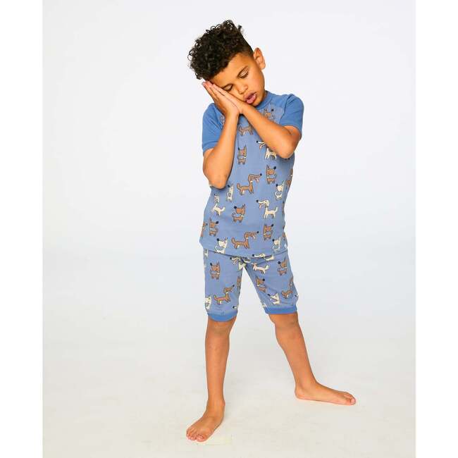 Organic Cotton Two-Piece Pajamas Set, Blue Printed Dogs