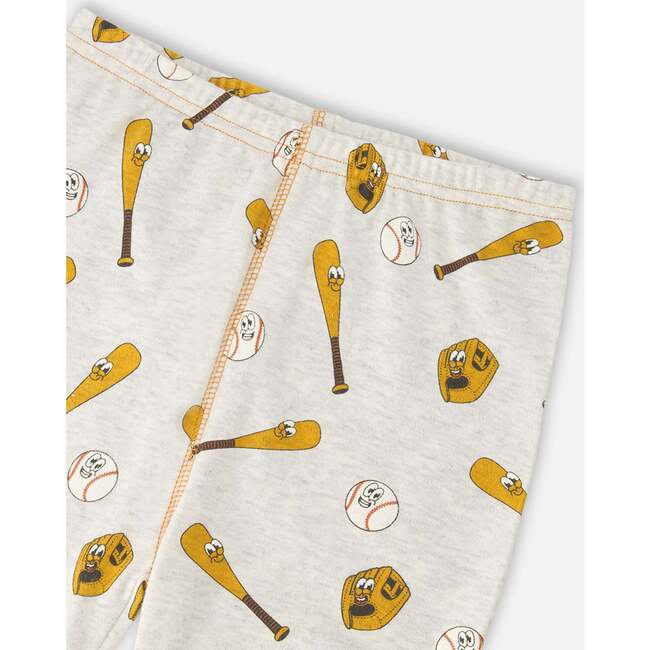 Organic Cotton Two-Piece Pajamas Set, Grey Mix Baseball Print - Pajamas - 5