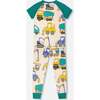Organic Cotton Two-Piece Pajamas Set, Beige Printed Trucks - Pajamas - 3