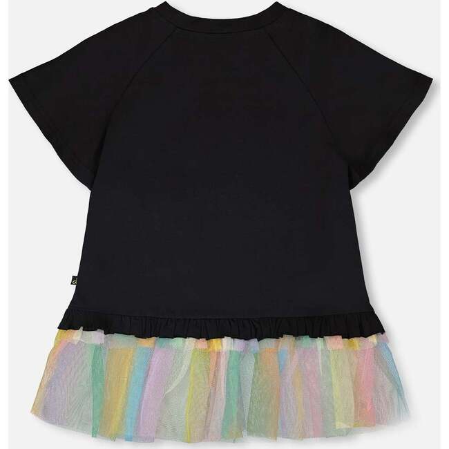 Organic Cotton Tunic With Mesh Frill, Black - T-Shirts - 3
