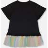Organic Cotton Tunic With Mesh Frill, Black - T-Shirts - 3 - thumbnail