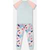 Organic Cotton Two-Piece Pajamas Set, Blue Smiling Flower Print - Pajamas - 3