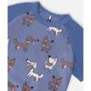 Organic Cotton Two-Piece Pajamas Set, Blue Printed Dogs - Pajamas - 4
