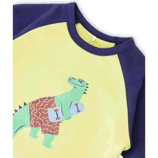 Organic Cotton Two-Piece Pajamas Set, Blue Dino Print - Pajamas - 4