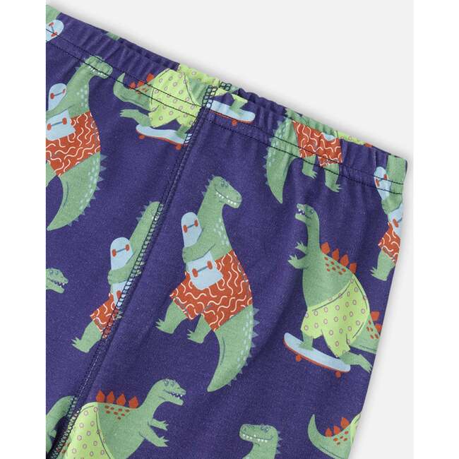 Organic Cotton Two-Piece Pajamas Set, Blue Dino Print - Pajamas - 5