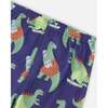 Organic Cotton Two-Piece Pajamas Set, Blue Dino Print - Pajamas - 5 - thumbnail