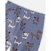 Organic Cotton Two-Piece Pajamas Set, Blue Printed Dogs - Pajamas - 5