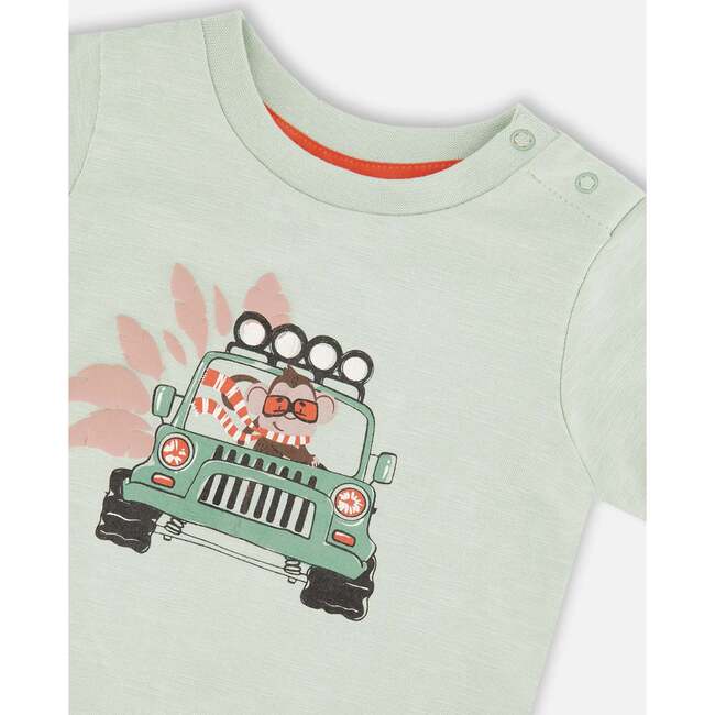 Organic Cotton T-Shirt And Short Set, Mint Green And Beige - Mixed Apparel Set - 3