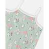 Organic Cotton Tank Underwear, Green Kitten Print - Underwear - 3