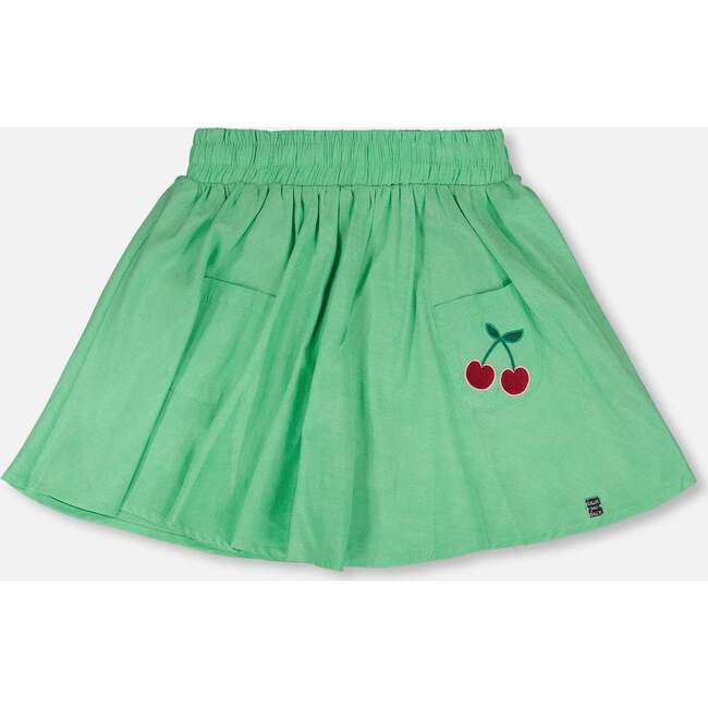 Organic Cotton Skort With Embroidery, Green